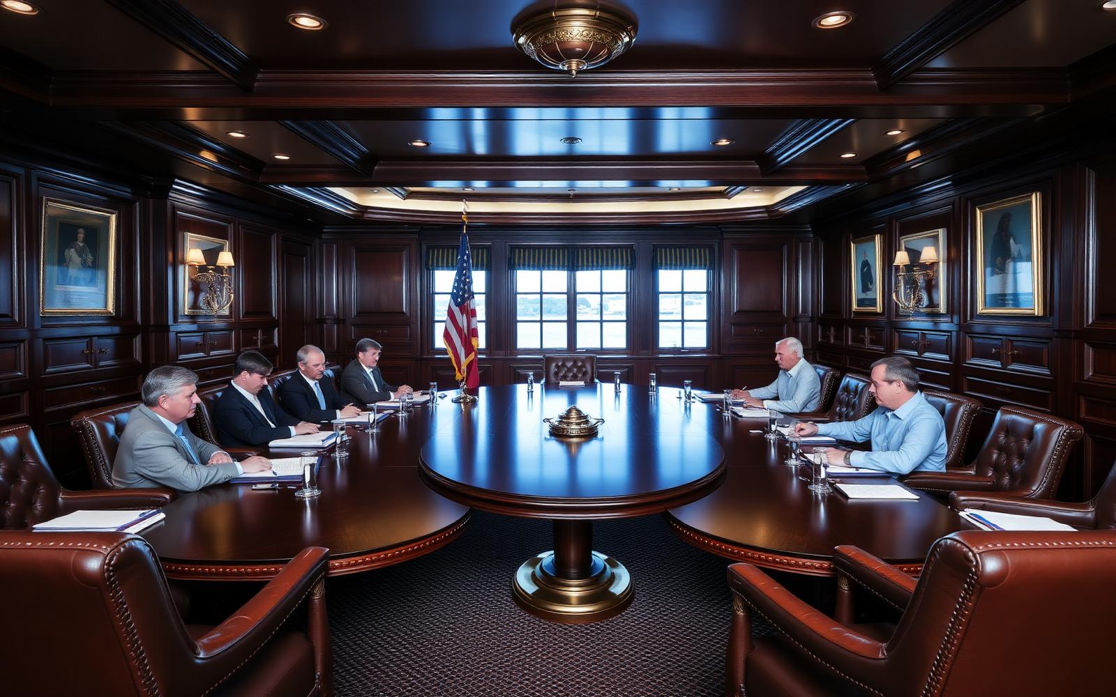 The wood-paneled board room of the Chesapeake Yacht Club